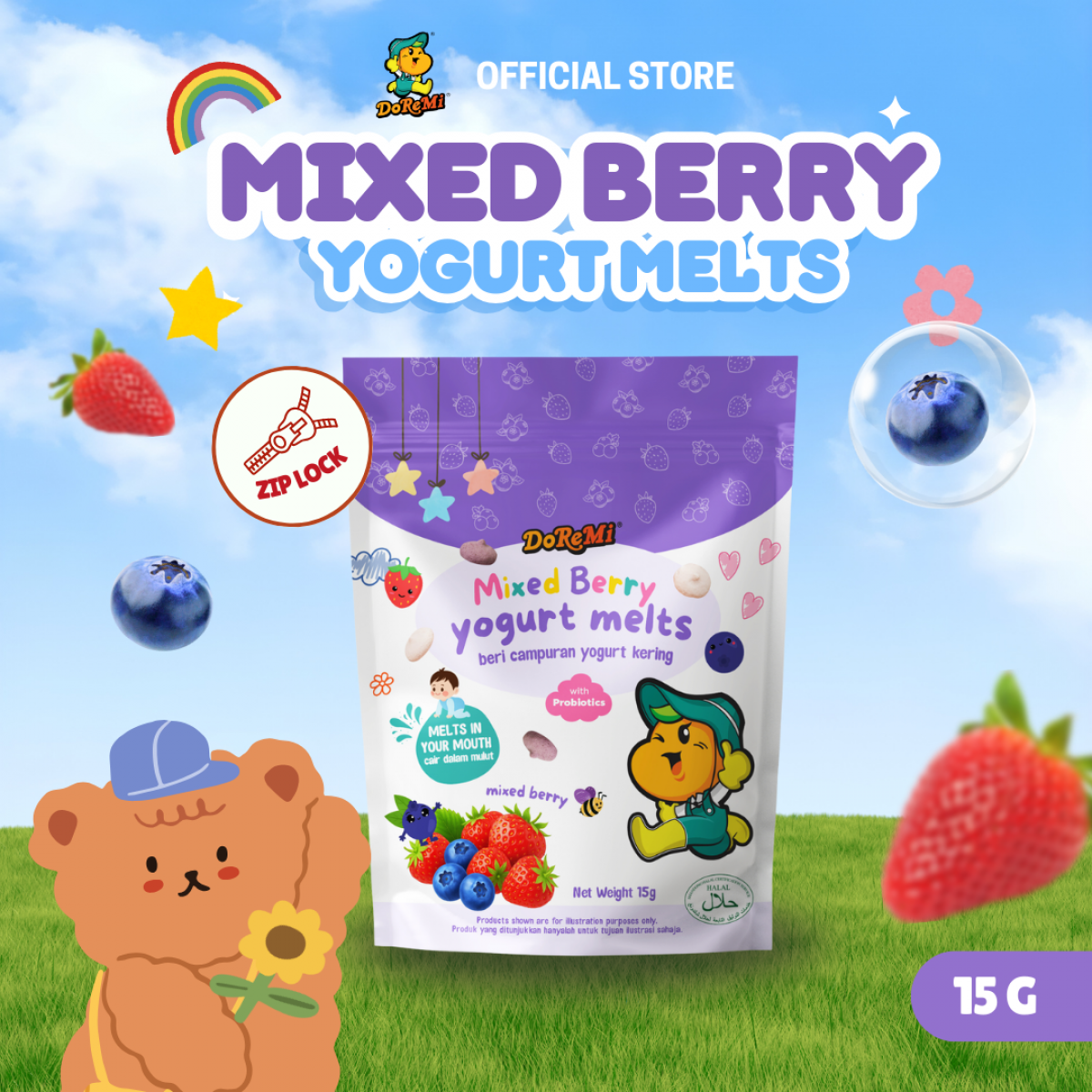 Mixed Berry Yogurt Melts [15gm]