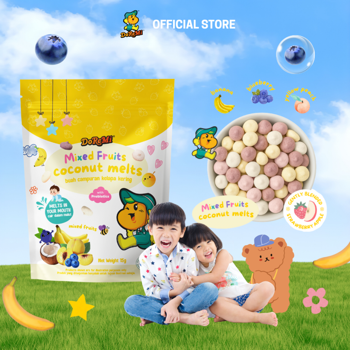 Mixed Fruits Coconut Melts [15gm]